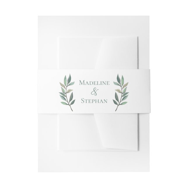 Cintas Para Invitaciones Elegante Boda personalizado de la hoja de eucalipt (Anverso Ejemplo)