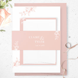 Cintas Para Invitaciones Elegante Boda rosa Rubor moderno y minimalista
