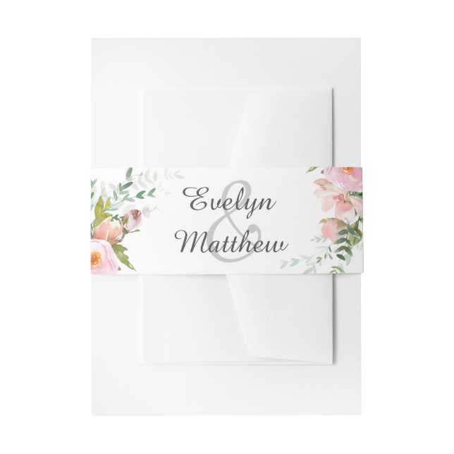 Cintas Para Invitaciones Elegante Boda Rubor de Bouquet Floral Rosa y Blanc (Anverso Ejemplo)