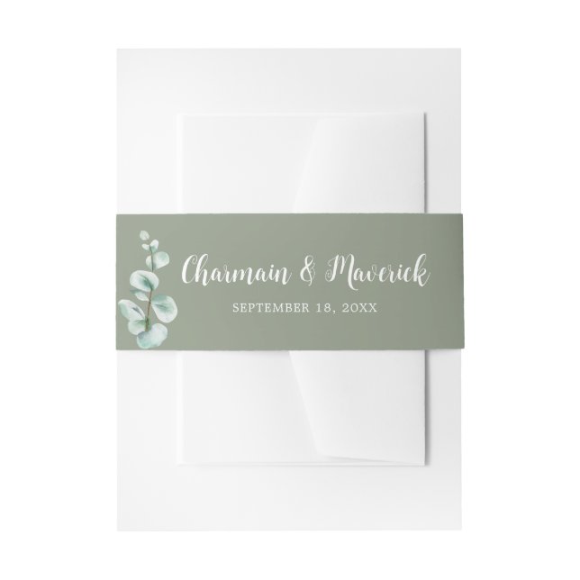 Cintas Para Invitaciones Elegante Boda Sage Green (Anverso Ejemplo)