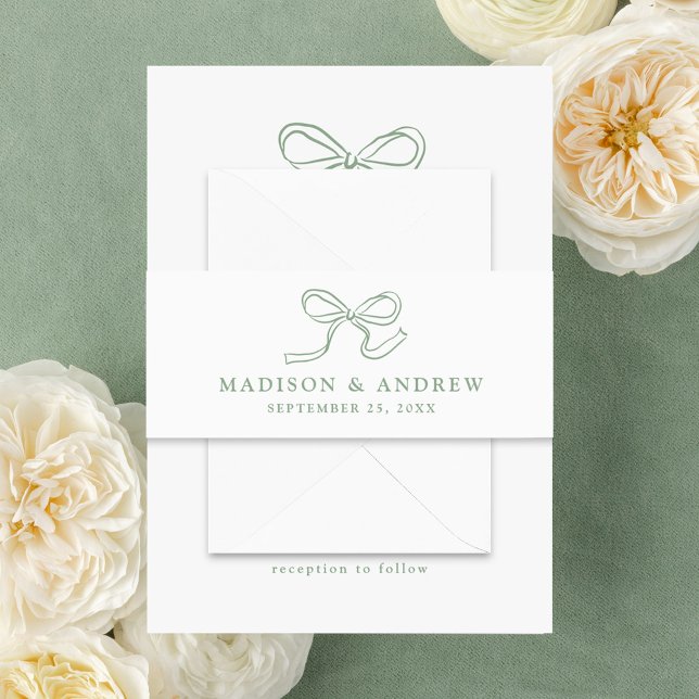 Cintas Para Invitaciones Elegante Boda Sage Green Bow (Subido por el creador)