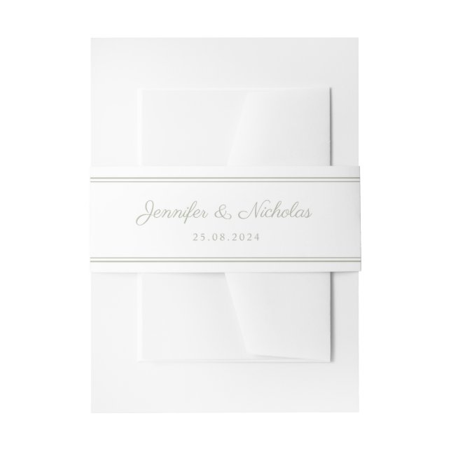 Cintas Para Invitaciones Elegante Boda Sage Green Script (Anverso Ejemplo)