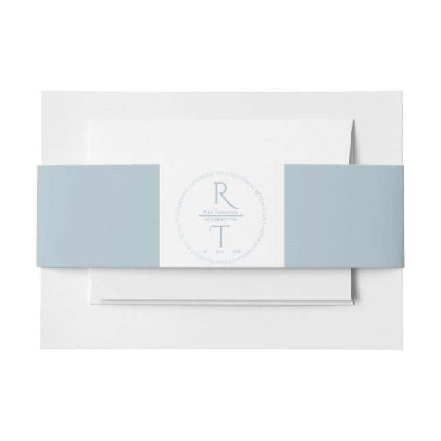 Cintas Para Invitaciones Elegante Boda simple de monograma gris blanco (Anverso Ejemplo)