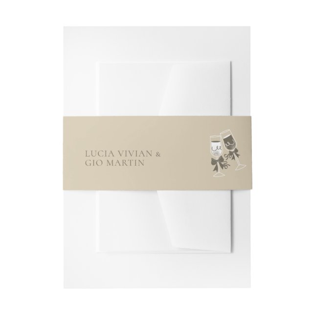 Cintas Para Invitaciones Elegante Boda verde arena (Anverso Ejemplo)