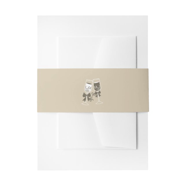 Cintas Para Invitaciones Elegante Boda verde arena (Anverso Ejemplo)