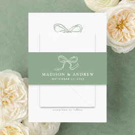 Cintas Para Invitaciones Elegante Boda verde Bow Sage