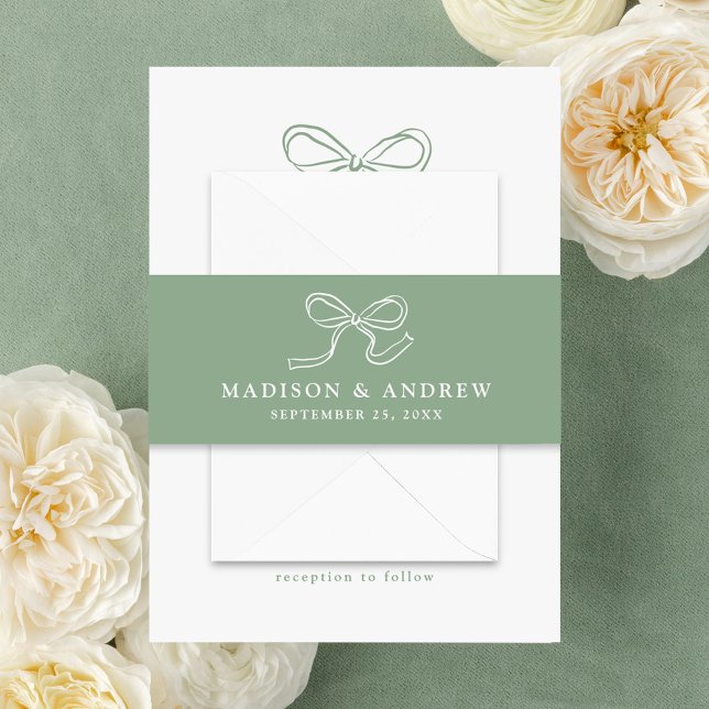 Cintas Para Invitaciones Elegante Boda verde Bow Sage (Subido por el creador)