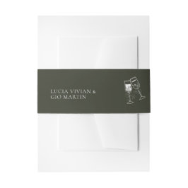 Cintas Para Invitaciones Elegante Boda verde de madera de oliva