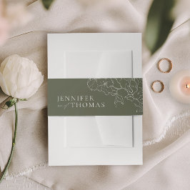 Cintas Para Invitaciones Elegante boda verde de salvia floral a mano