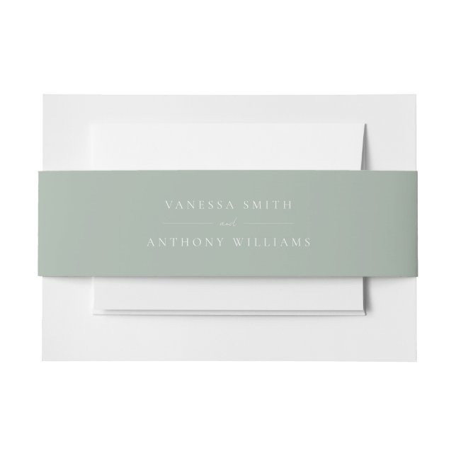 Cintas Para Invitaciones Elegante Boda verde sabio moderno (Anverso Ejemplo)
