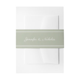 Cintas Para Invitaciones Elegante Boda Verde Sage en Letra Script