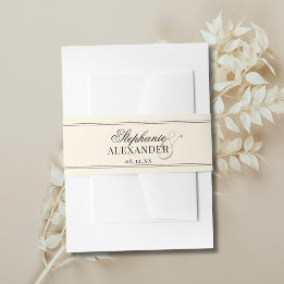 Cintas Para Invitaciones Elegante Boda Vintage de Dinero Antiguo en Negro y