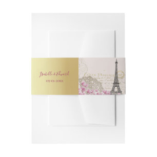 Cintas Para Invitaciones Elegante Boda Vintage París Torre Eiffel de Oro