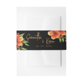 Cintas Para Invitaciones Elegante Bonito Moody Naranja Boda Floral