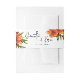 Cintas Para Invitaciones Elegante Bonito Script Naranja Boda Floral