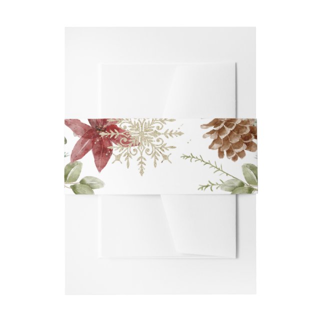 Cintas Para Invitaciones Elegante Bouquet | Navidades Boda de vacaciones (Anverso Ejemplo)