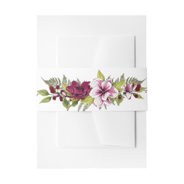 Cintas Para Invitaciones Elegante Boysenberry Watercolor Floral Boda (Anverso Ejemplo)