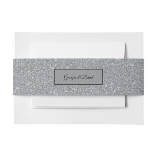 Cintas Para Invitaciones Elegante Brillante Plata Falso Brillo