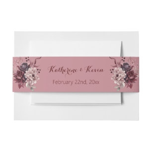 Cintas Para Invitaciones Elegante Burgandy Dusty Rosa Boda Floral
