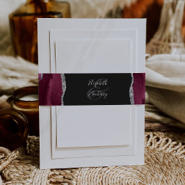 Cintas Para Invitaciones Elegante Burgundy Plata Agata Oscura Boda