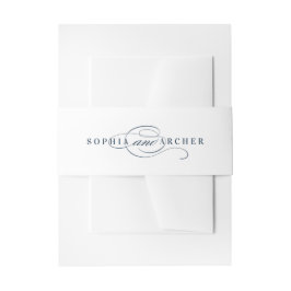 Cintas Para Invitaciones Elegante Caligrafía Azul Marino Boda