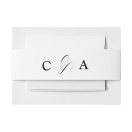 Cintas Para Invitaciones Elegante caligrafía banda Boda blanco negro Belly