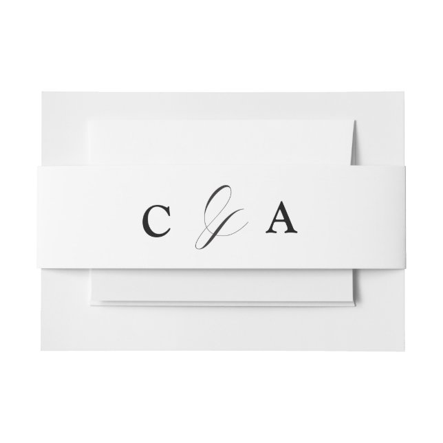 Cintas Para Invitaciones Elegante caligrafía banda Boda blanco negro Belly (Anverso Ejemplo)
