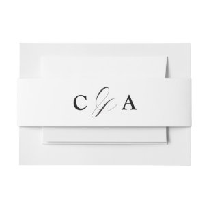 Cintas Para Invitaciones Elegante Caligrafía Banda de Vientre de Boda Blanc