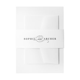 Cintas Para Invitaciones Elegante Caligrafía Boda en Blanco y Negro
