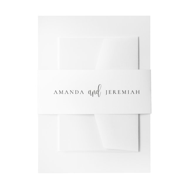 Cintas Para Invitaciones Elegante caligrafía moderna Boda blanco y negro (Anverso Ejemplo)