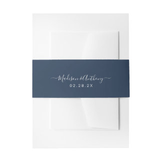 Cintas Para Invitaciones Elegante caligrafía nombre marina azul