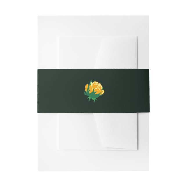 Cintas Para Invitaciones Elegante camellia amarilla de mantequilla en verde (Anverso Ejemplo)
