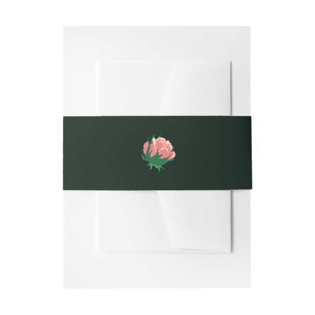 Cintas Para Invitaciones Elegante camellia rosa en verde (Anverso Ejemplo)