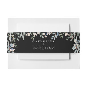 Cintas Para Invitaciones Elegante Cascada Floral Negra Y Blanca Boda