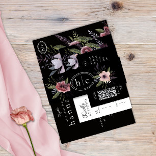 Cintas Para Invitaciones Elegante Cascada Floral Oscura Borgoña Negra