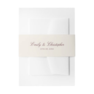 Cintas Para Invitaciones Elegante Clásico de Boda en Burgundy con Nombres y