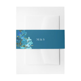 Cintas Para Invitaciones Elegante color azul índigo floral acuático pintado