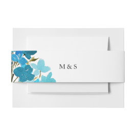 Cintas Para Invitaciones Elegante color azul índigo floral acuático pintado