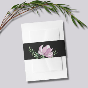 Cintas Para Invitaciones Elegante color morado de Magnolia floral