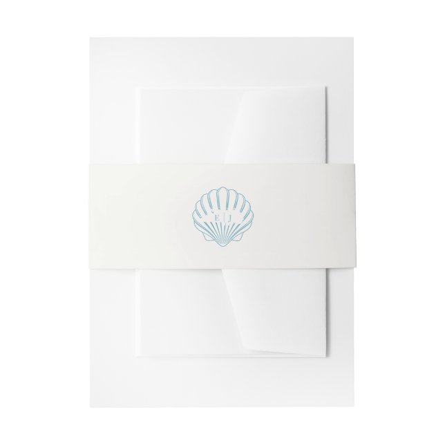 Cintas Para Invitaciones Elegante concha azul costera (Anverso Ejemplo)