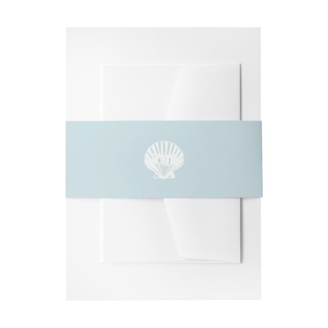 Cintas Para Invitaciones Elegante Concha de Mar Blanca Costera (Anverso Ejemplo)