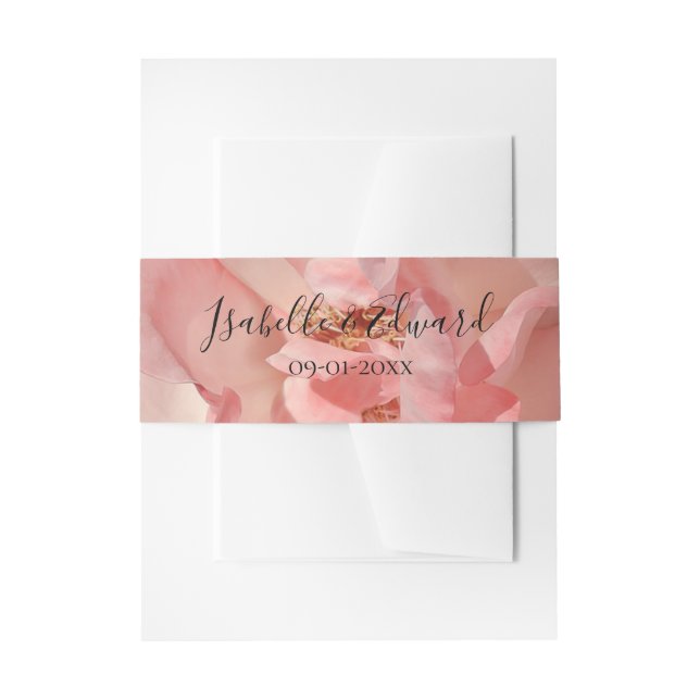 Cintas Para Invitaciones Elegante Cora Pink Rose Floral Boda Mailing (Anverso Ejemplo)