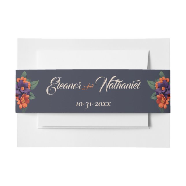 Cintas Para Invitaciones Elegante cráneo floral gótico 3D (Anverso Ejemplo)