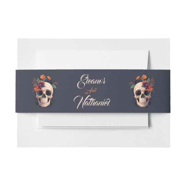 Cintas Para Invitaciones Elegante cráneo floral gótico 3D (Anverso Ejemplo)