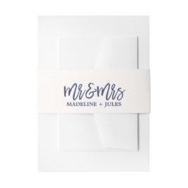 Cintas Para Invitaciones Elegante crema blanca y Boda "Mr & Mrs."
