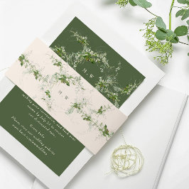 Cintas Para Invitaciones Elegante crema Eucalyptus Wreath Monograma Boda