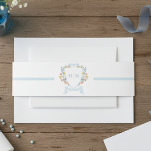Cintas Para Invitaciones Elegante Cresta de Flor Silvestre en Azul Polvo Pa