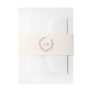 Cintas Para Invitaciones Elegante Cresta De Hoja De Monograma Terracota Bod