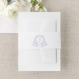 Cintas Para Invitaciones Elegante Cresta Floral de Lavanda Monograma Boda