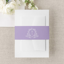Cintas Para Invitaciones Elegante Cresta Floral Lila Monograma Boda